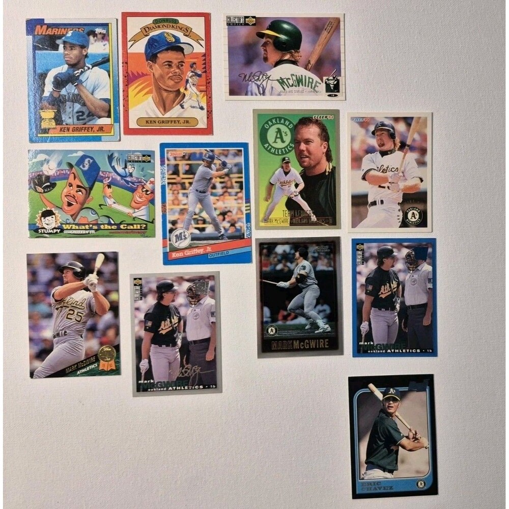 Lot of 12-15 Vintage 1990s Ken Griffey Jr & Mark McGwire Baseball Cards -...